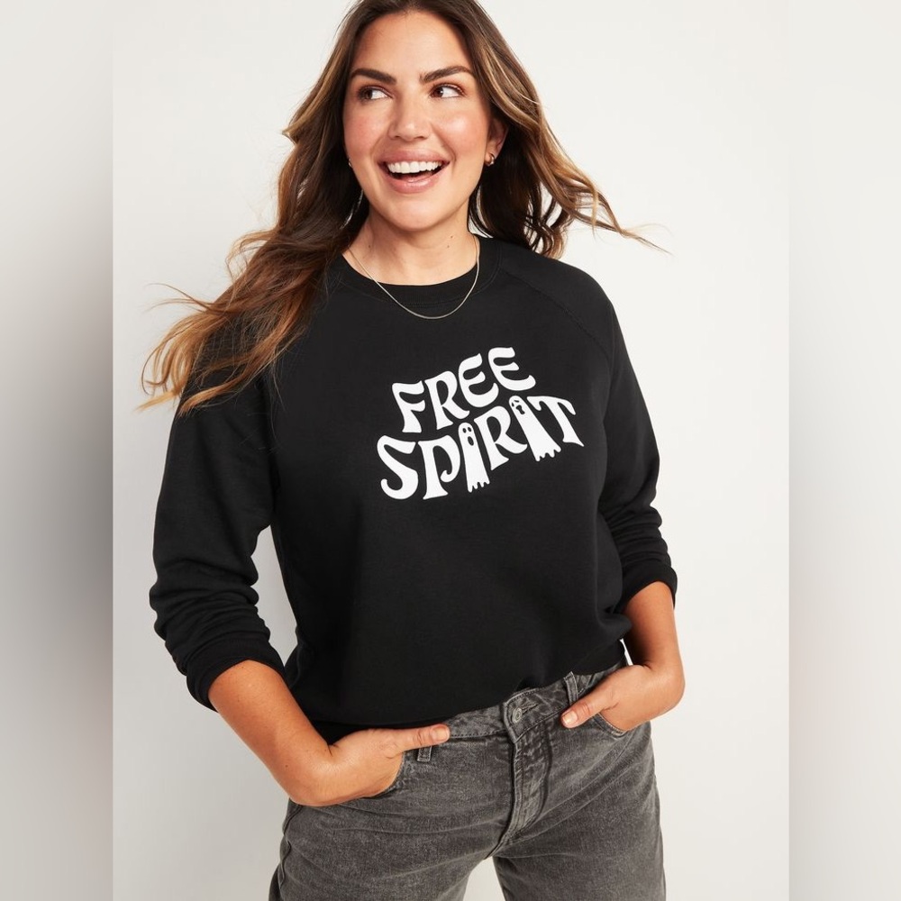 Old Navy Women’s Vintage Crew-Neck Sweatshirt - Free Spirit (Halloween) 3X
